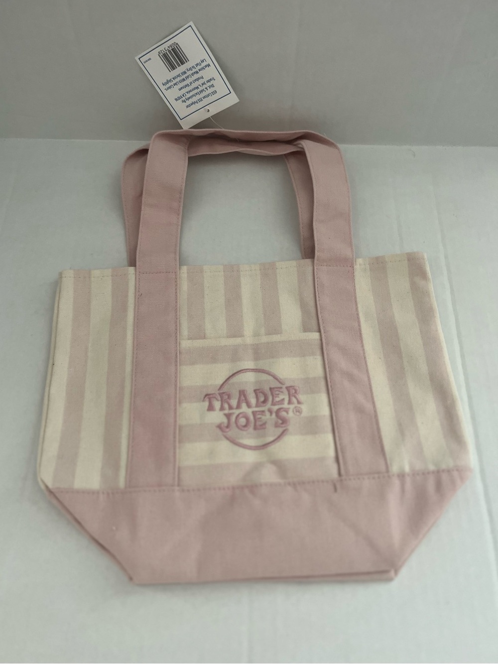 New Trader Joe's Pink Striped Mini Canvas Tote